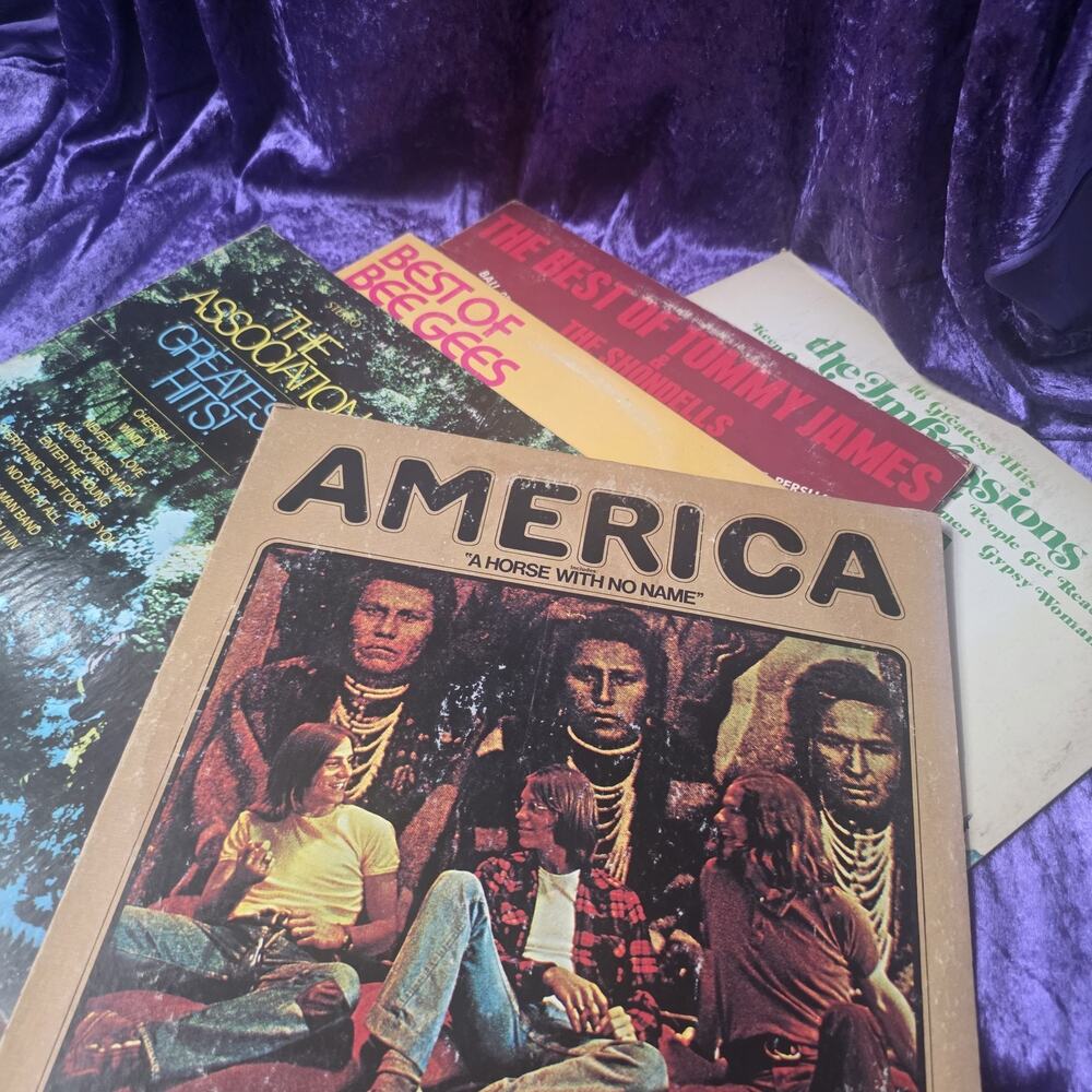 Vintage Vinyl Record Lot Classic Rock Oldies Bee Gees America Tommy James LP